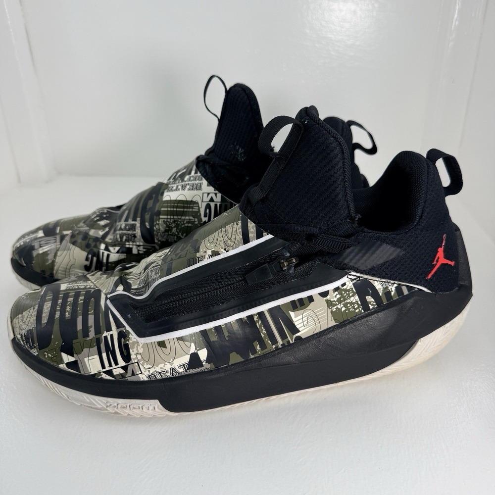 Jordan Jumpman Hustle Olive Canvas AQ0397-003 Men's Basketball Shoes Size 11.5